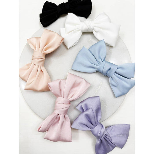 Double Layer Soft Tone Satin Bow Hair Clips
