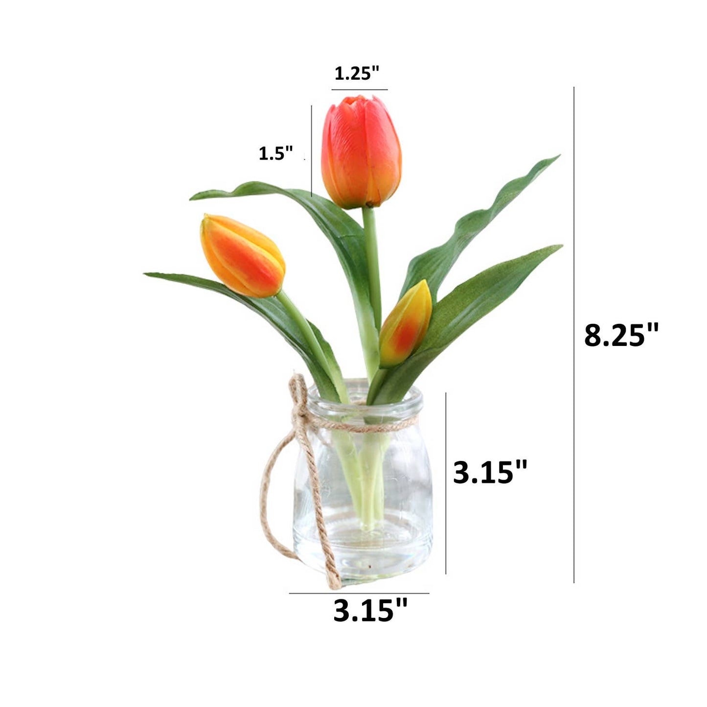 3"DIA-Ultra Realistic Real Touch Tulip in vase