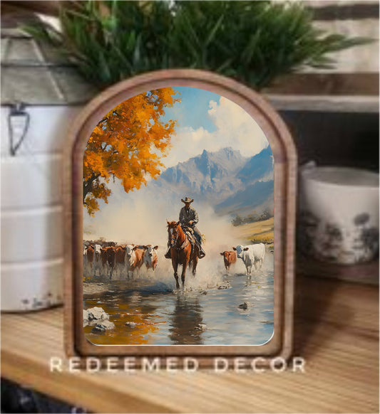 Arch Top Cowboy Creek Framed Art