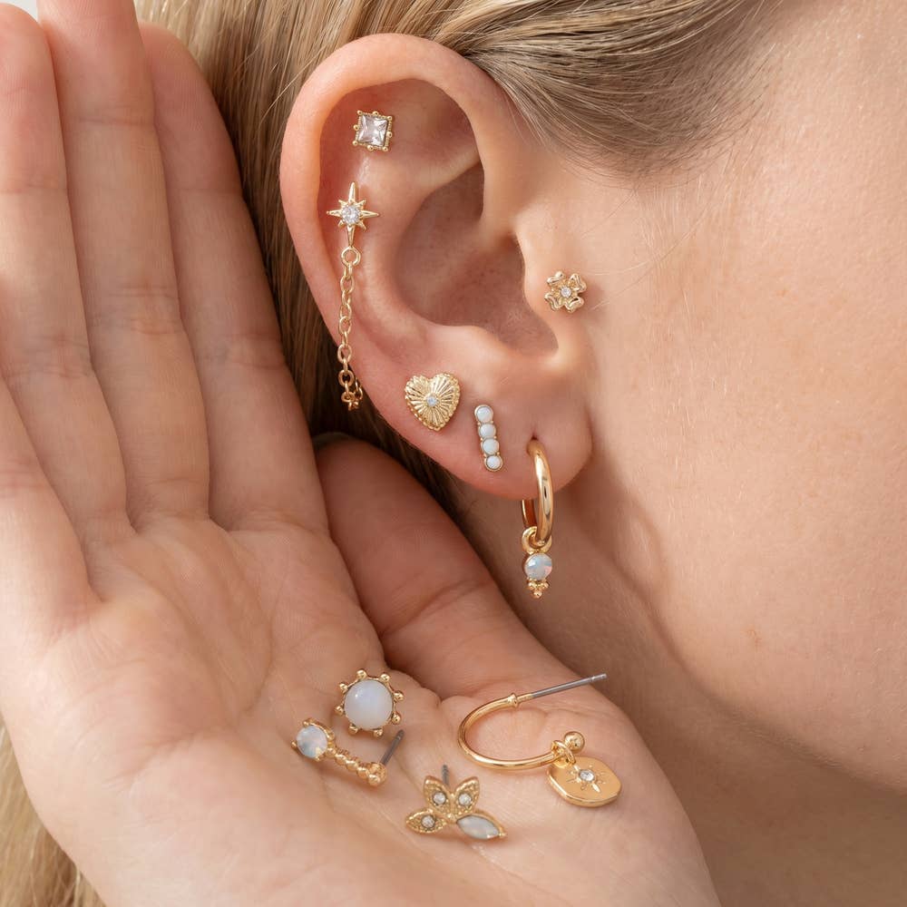 Assorted Stud Huggie And Drop Earring Set