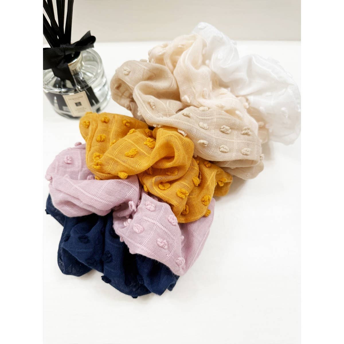 Pompom Textured  Soft Tone Jumbo Scunchie