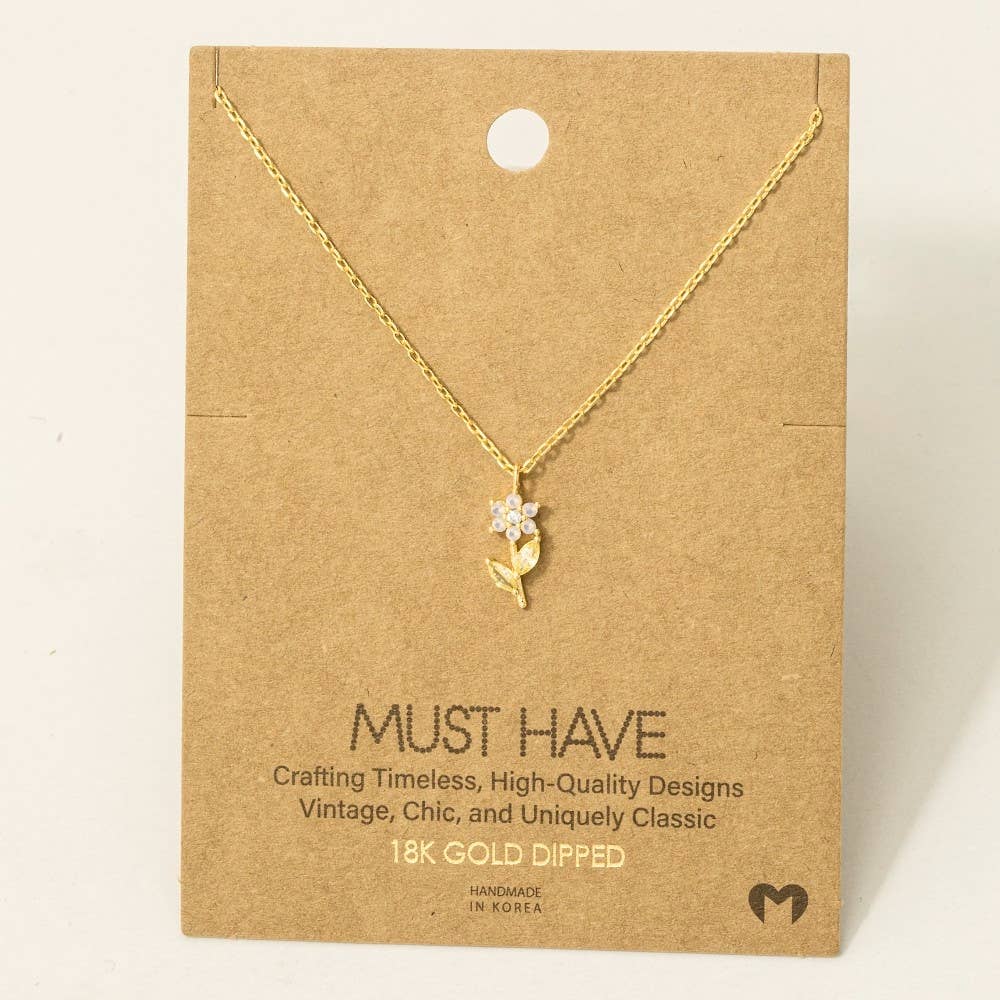 Cz Flower Pendant Necklace