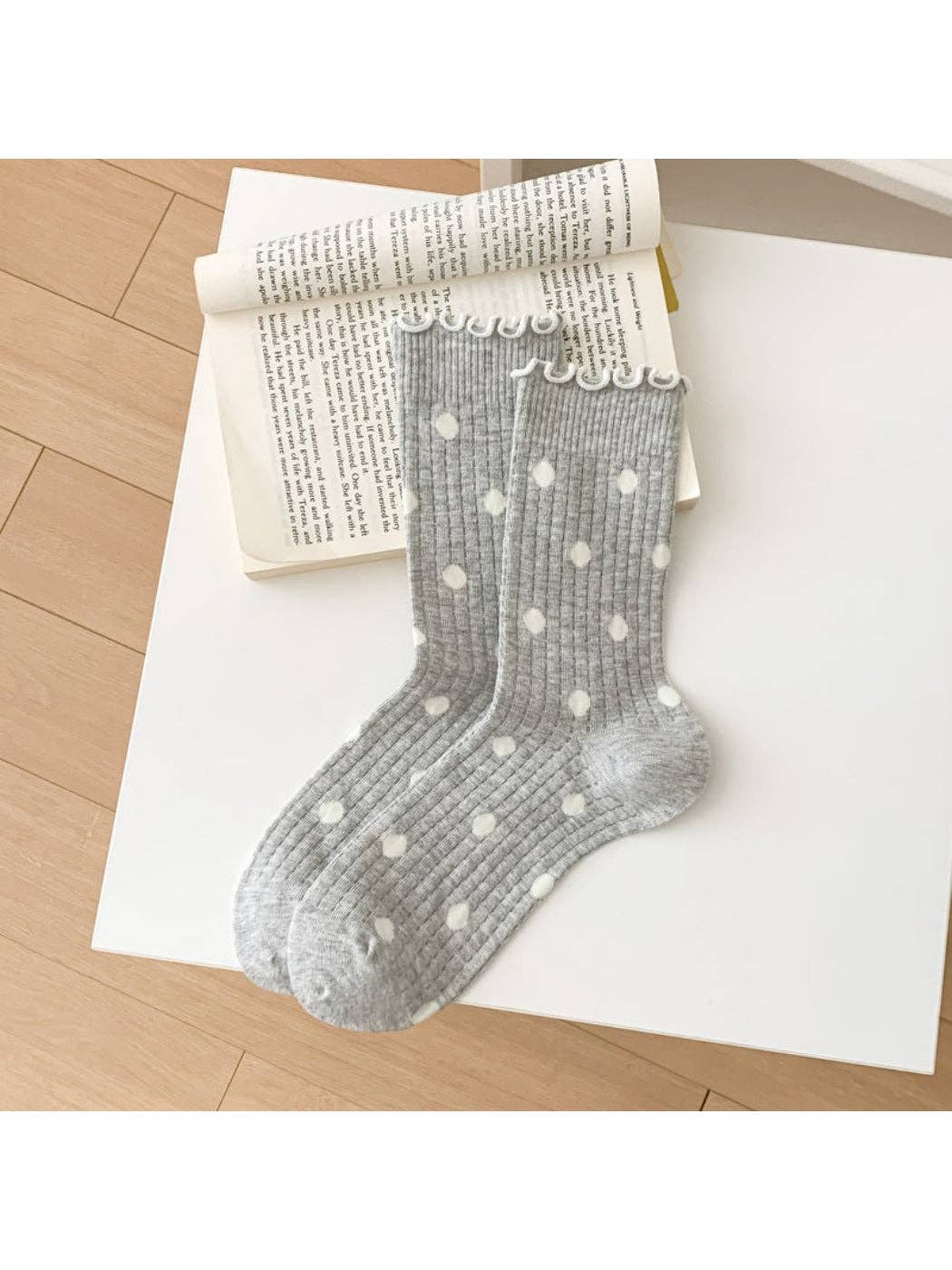 Rufia - Polka Dot Ruffle Crew Socks