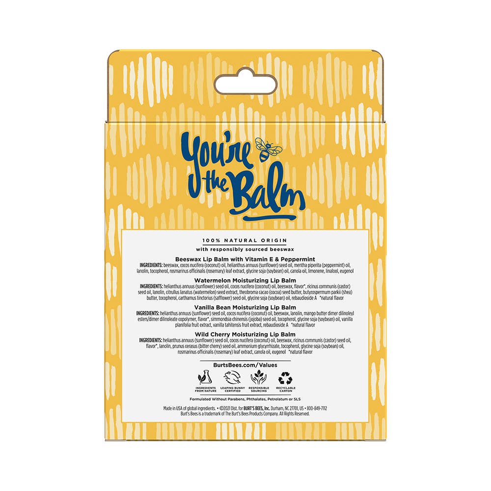 You're The Balm Moisturizing Lip Balm Blister Box, 4 Pack