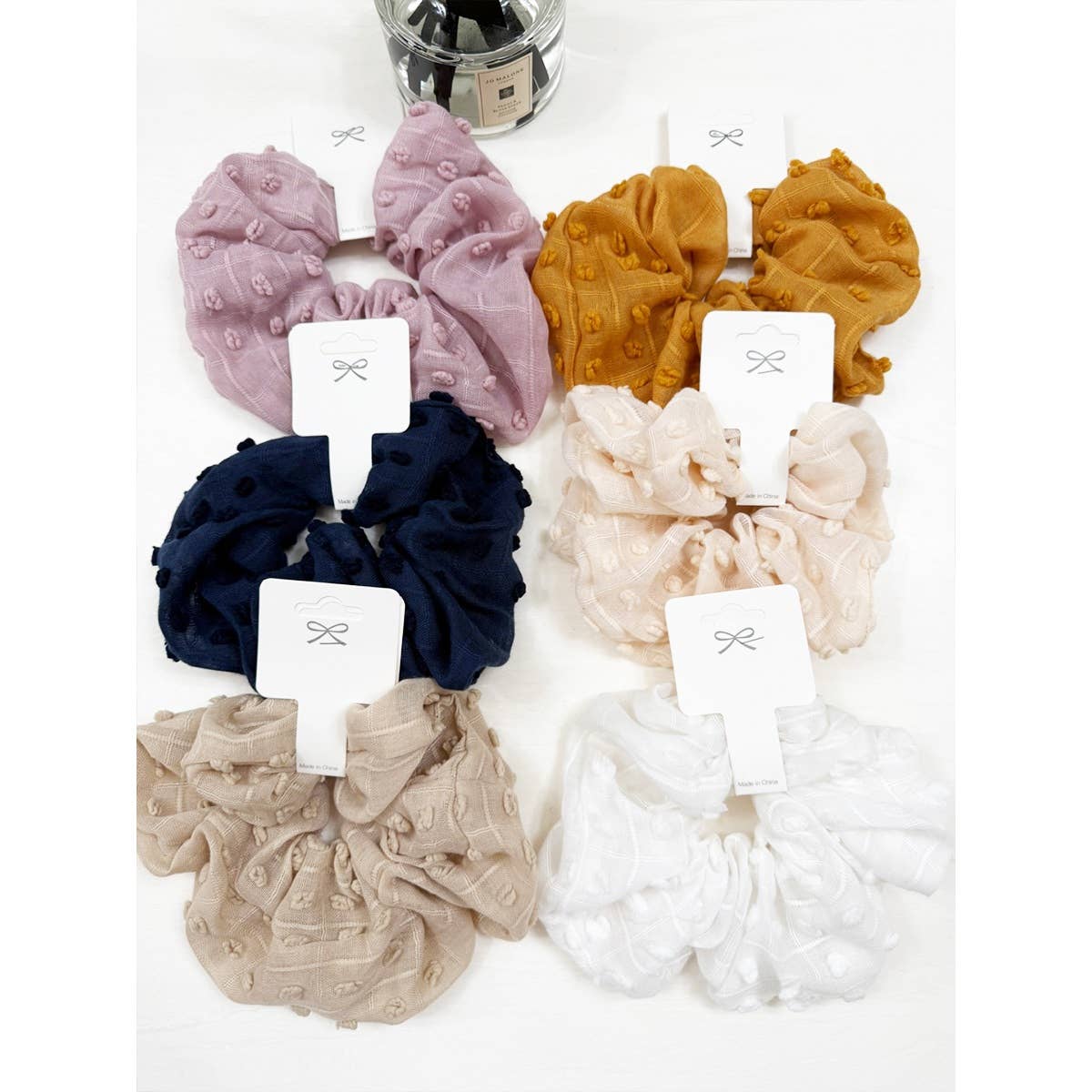 Pompom Textured  Soft Tone Jumbo Scunchie