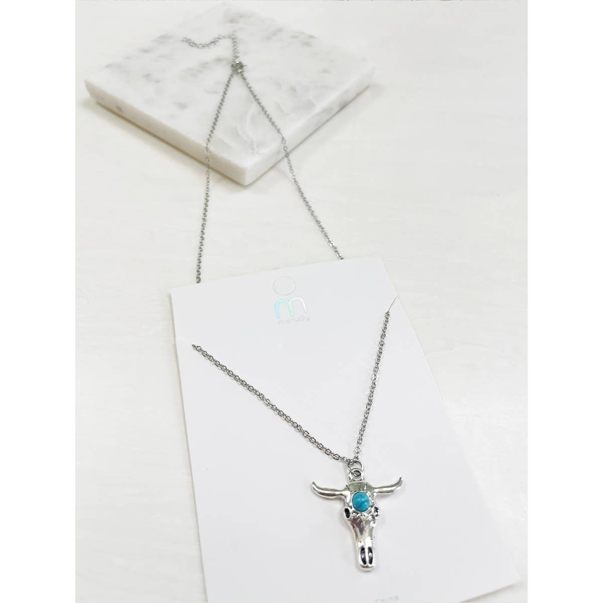 Turquoise Vintage Bull Silver Necklace