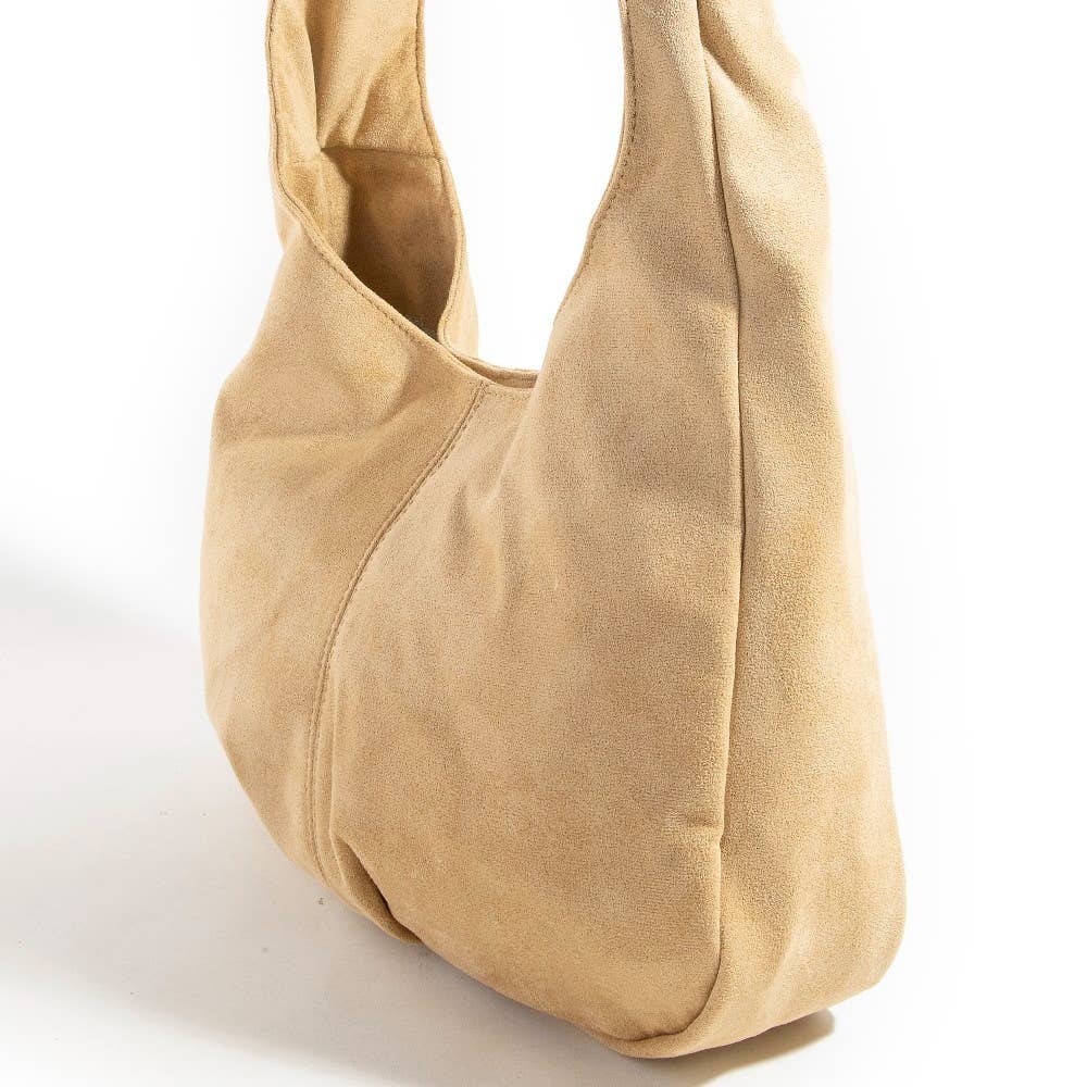 Suede Studded Trim Hobo Bag