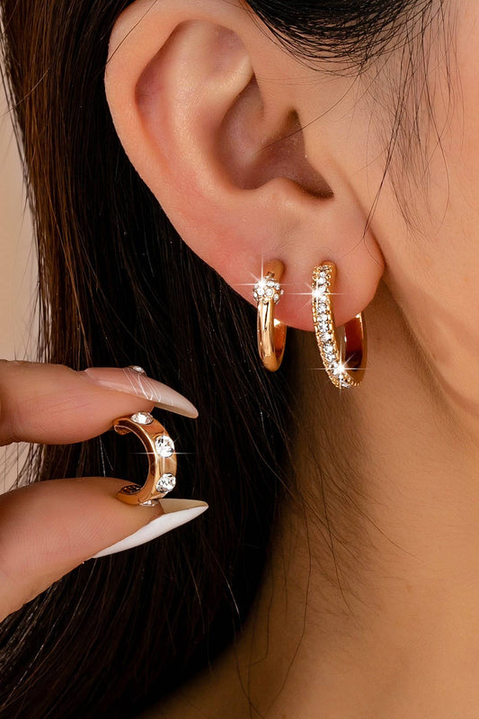 Gold-Tone Crystal Huggie Hoop Earring Set | 80E61880