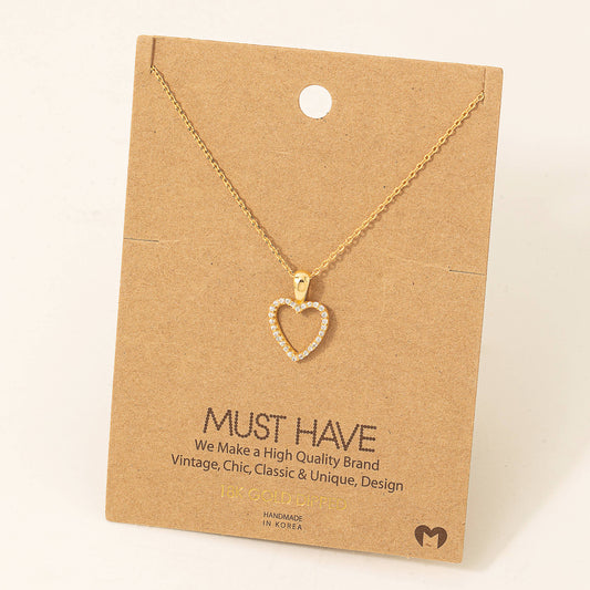 Dainty Pave Heart Cutout Pendant Necklace