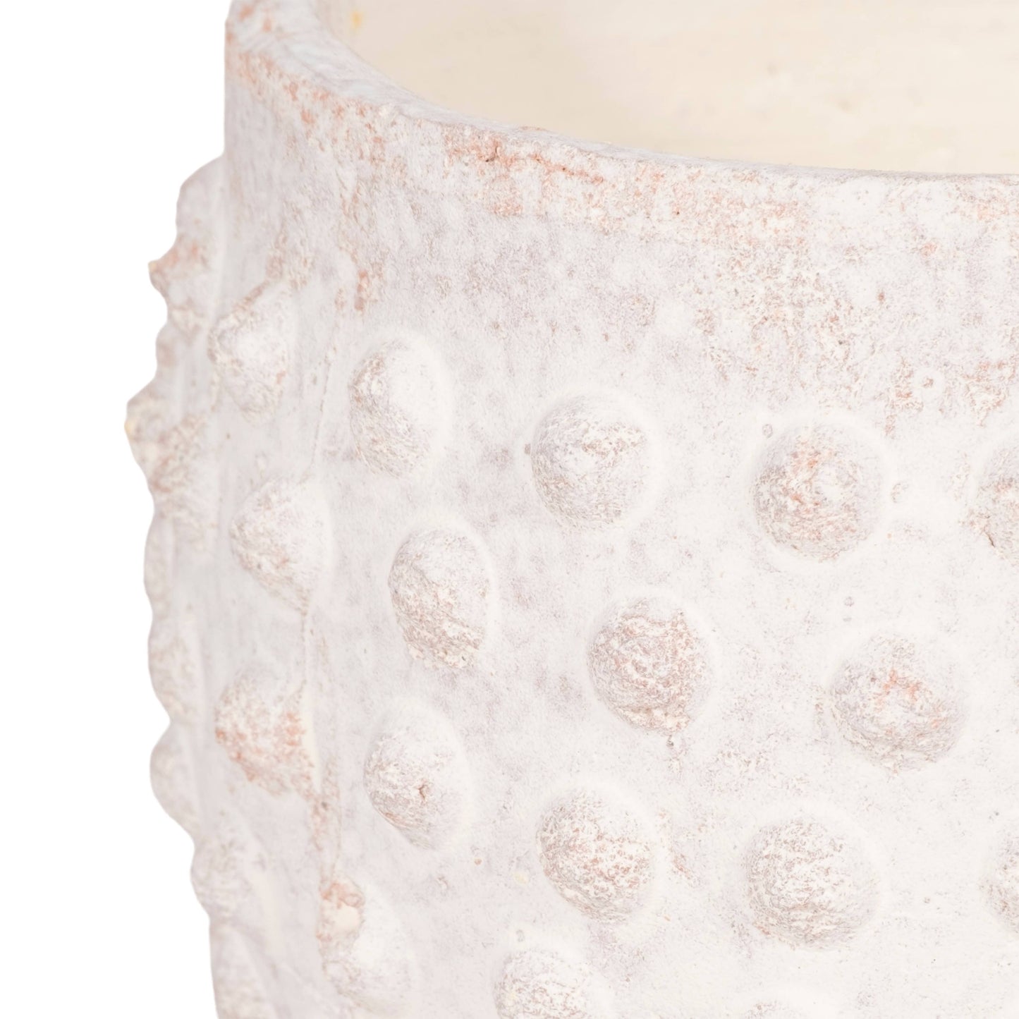 Planter - White Terracotta Round Bubble Rough Finish, 6 in.