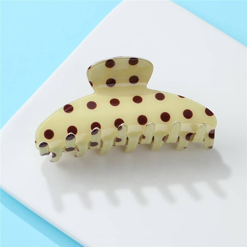 Retro Polka Dot Hair Claw - Glossy Spotted French | 40H1099