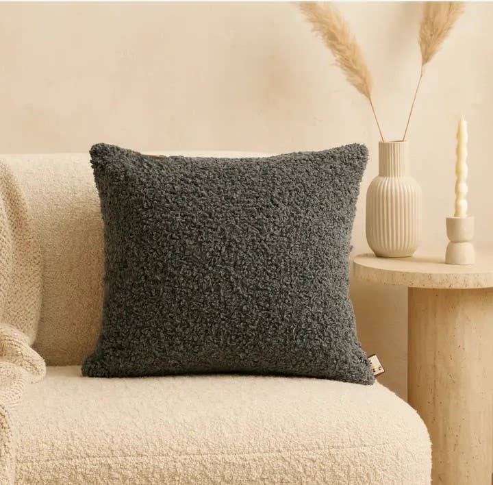 Texlina Holiday Decor Cozy Teddy Throw Pillow brown 18"x18"