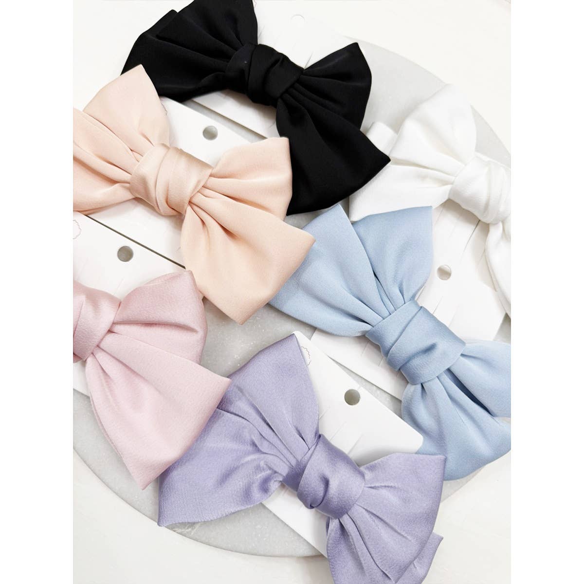 Double Layer Soft Tone Satin Bow Hair Clips