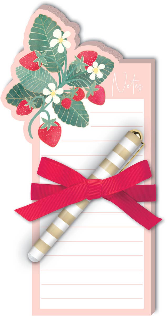 STRAWBERRY BOUQUET DIE CUT LISTPAD WITH PEN