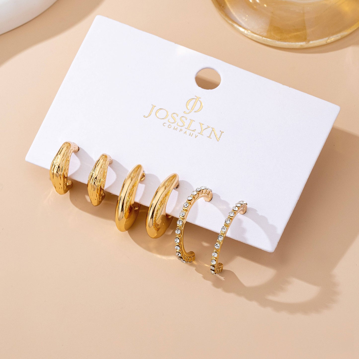 Tapered Rhinestone Huggie Hoop Trio Earring | 80E61671