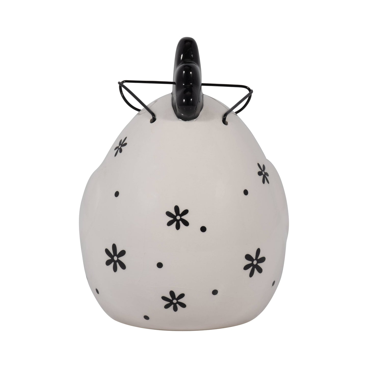 Figurine - Black/White Chubby Rooster with Glasses,  7 in.