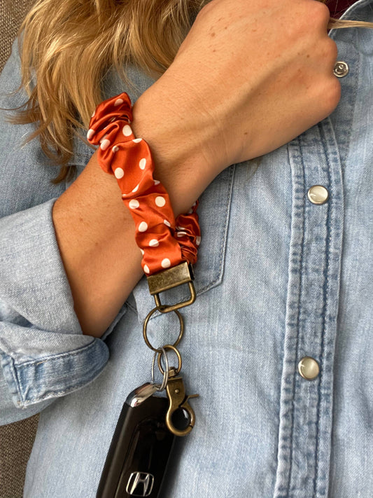 Rust Polka Dot 🧡 Scrunchie Keychain