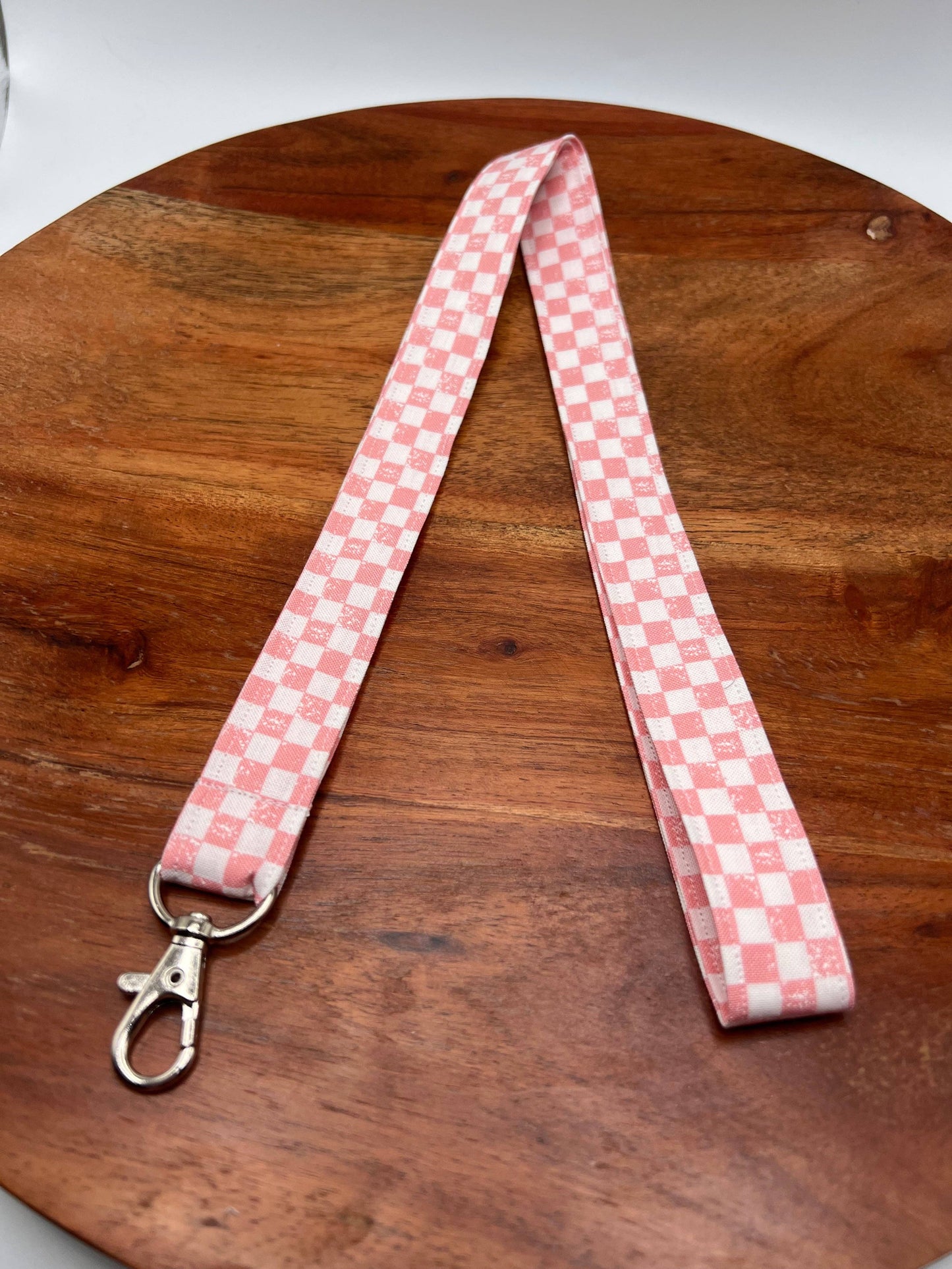 Pink and White Checker Lanyards