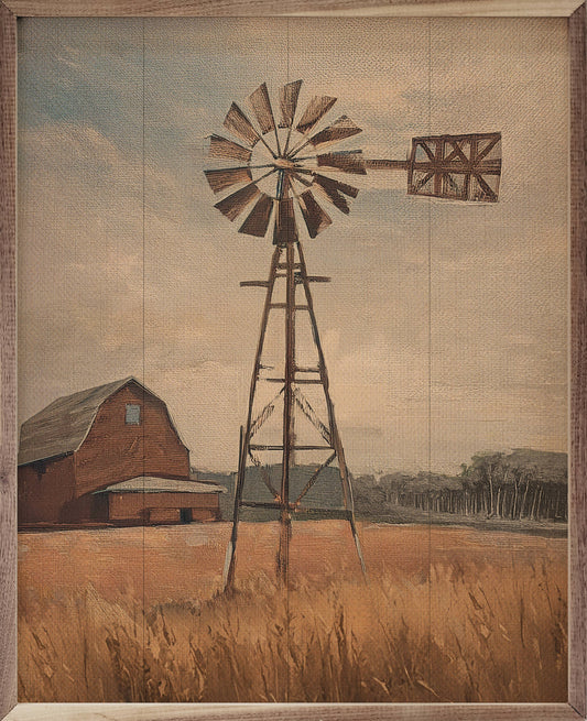 Windmill With Red Barn