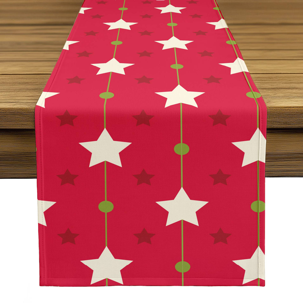 Christmas Stars Red Table Runner