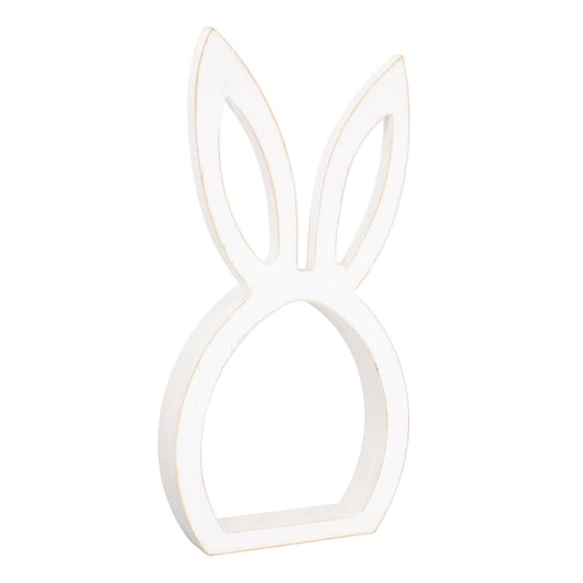 Small White Wood Bunny Head Cutout
