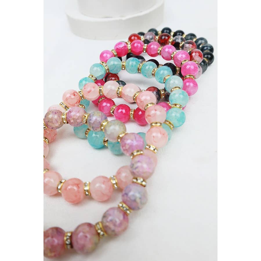 Soft Tone Beaded Stretch Glass Bracelets