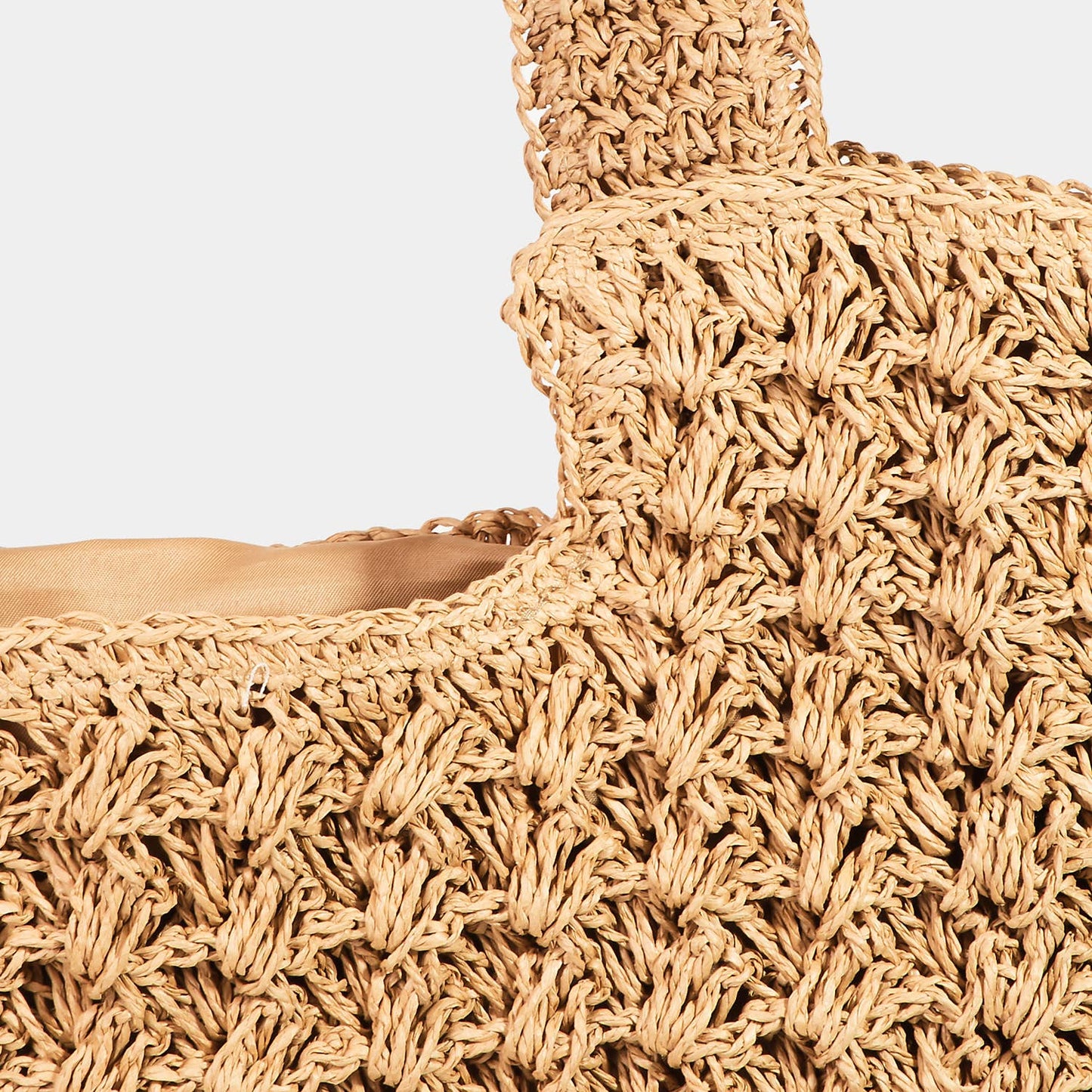 Intricate Straw Knit Tote Bag