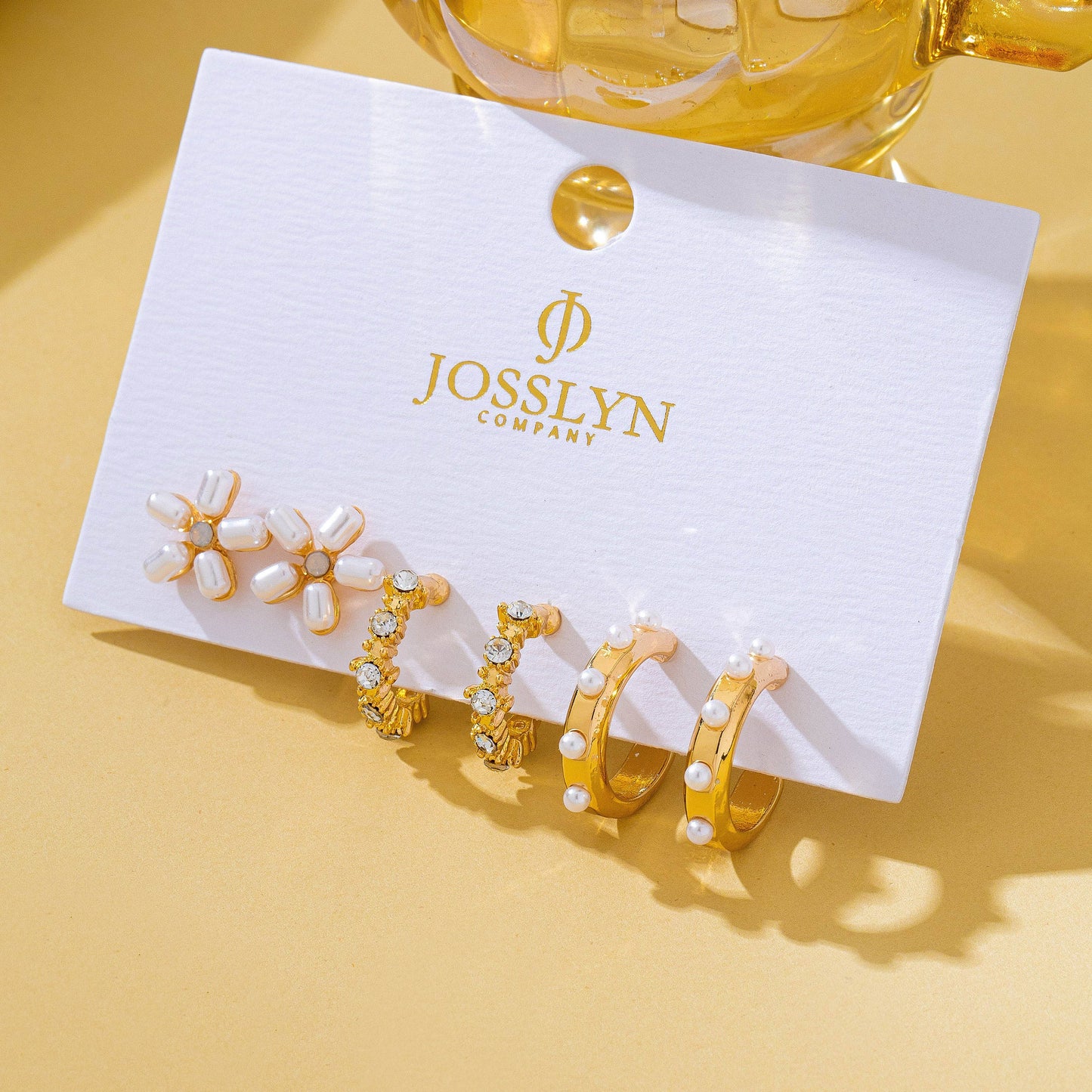 Pearl Floral Stud & Hoop Trio earrings | 80E62419