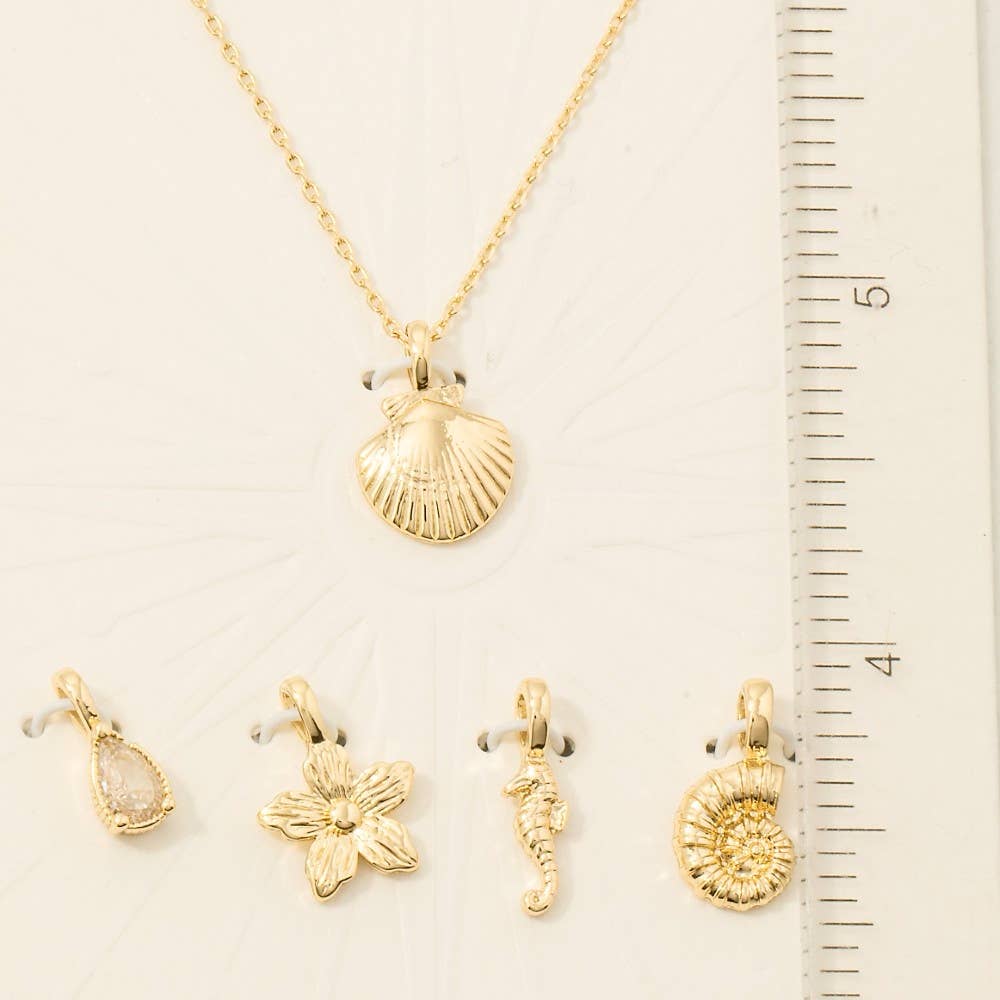 Sea Life Clam Shell Swappable Pendant Necklace