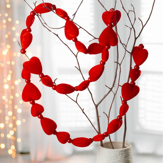 60" Red Puffy Heart Valentine's Day Garlands