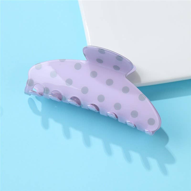 Retro Polka Dot Hair Claw - Glossy Spotted French | 40H1099