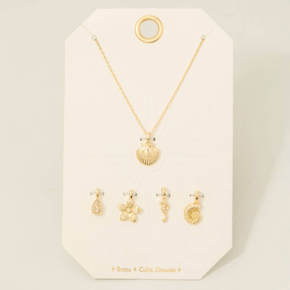 Sea Life Clam Shell Swappable Pendant Necklace