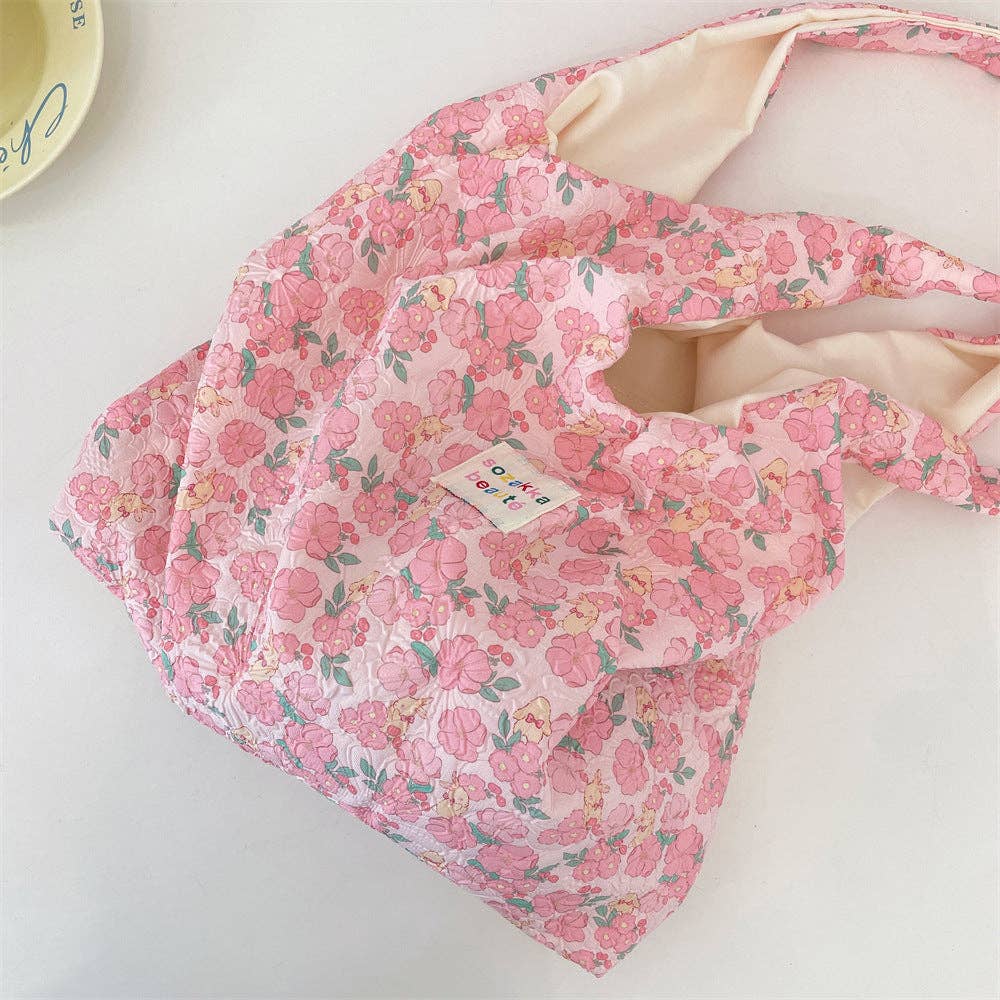 Textured Floral Tote Bag