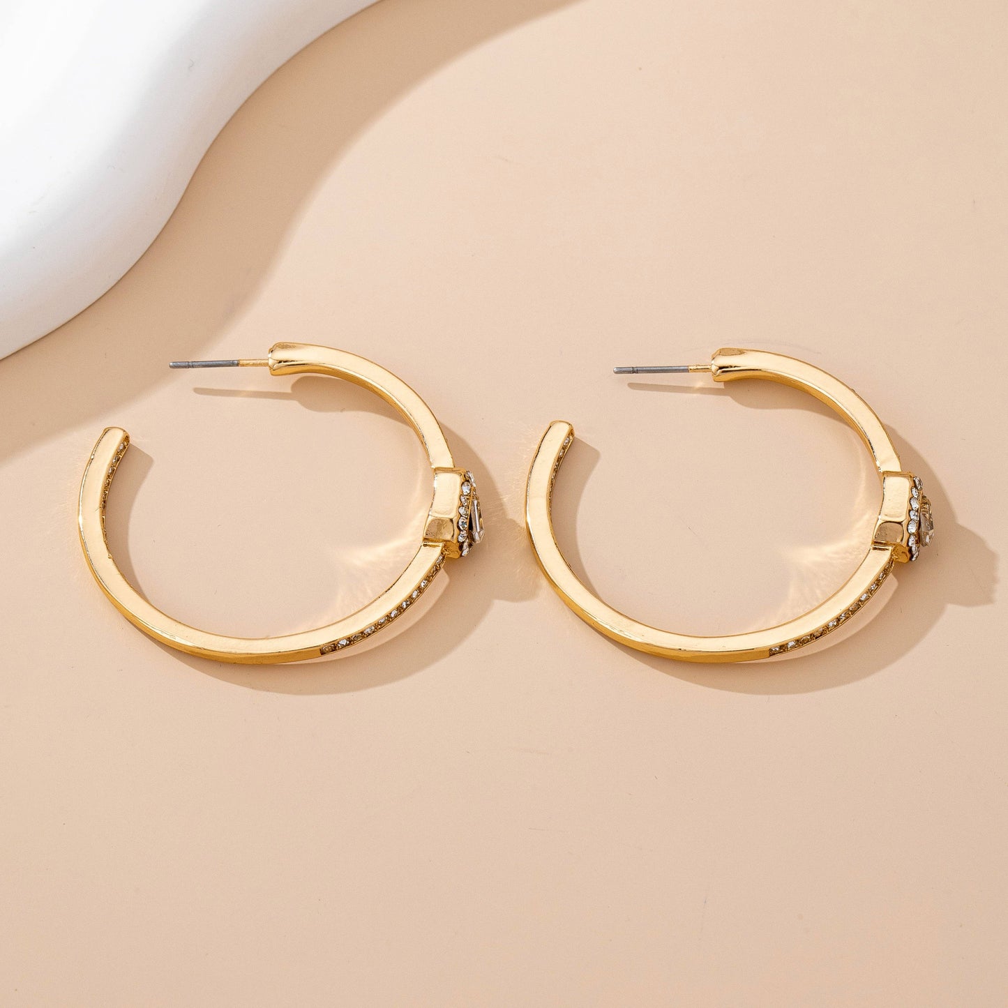 Solitaire Square Crystal Gold Hoop Earrings | 80E61752