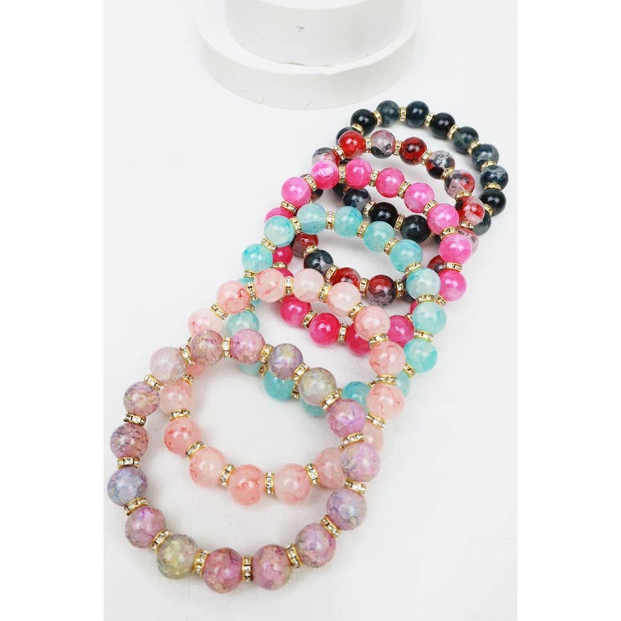 Soft Tone Beaded Stretch Glass Bracelets