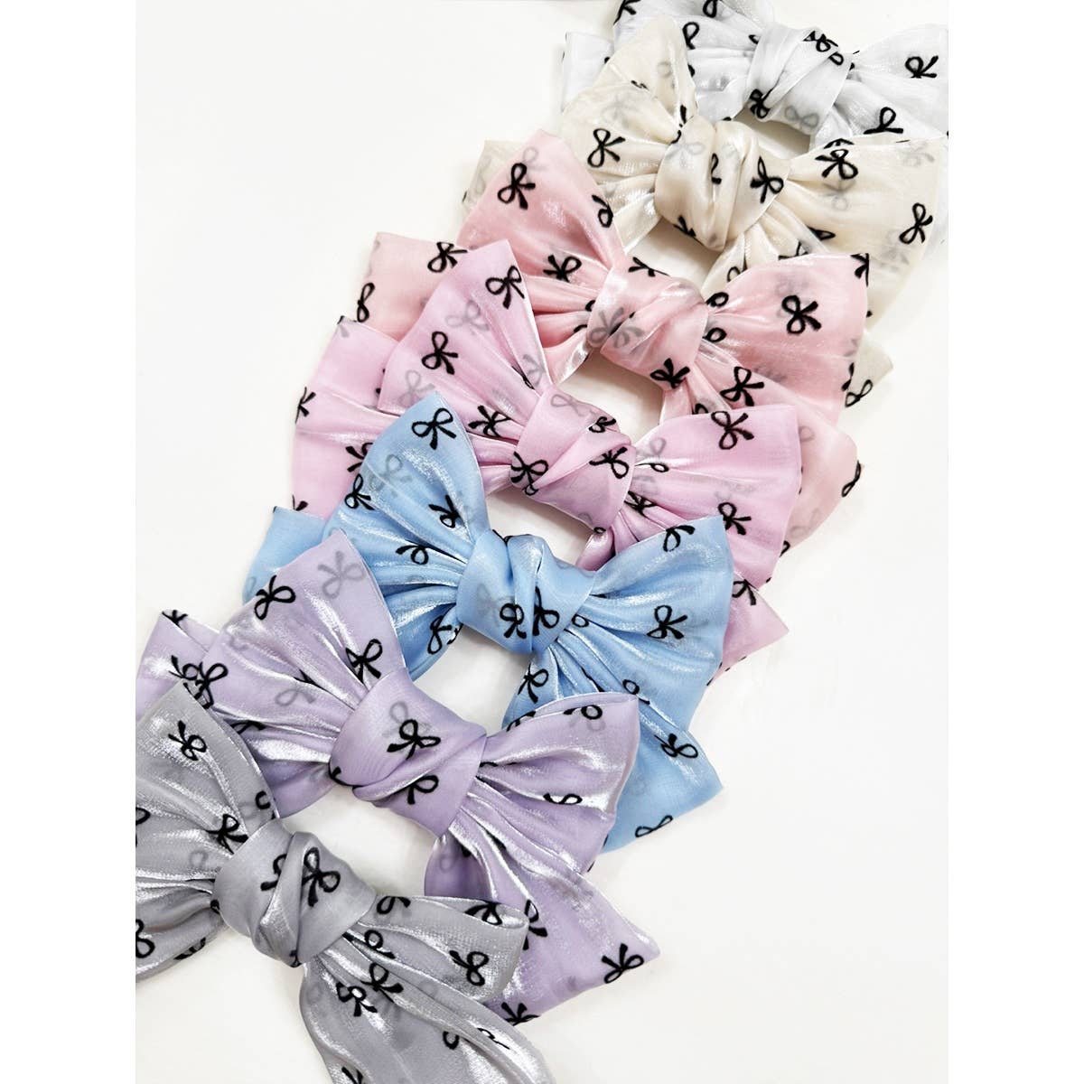 Double Layer Soft Tone Organza Bow Alligator Clips