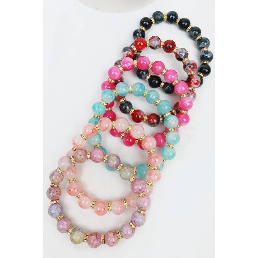 Soft Tone Beaded Stretch Glass Bracelets