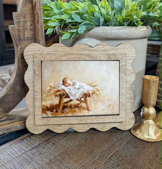 Scallop Manger Framed Canvas Art