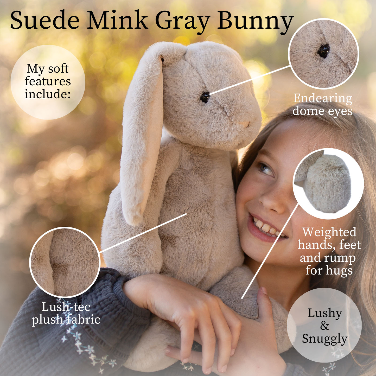 Suede Mink Bunny Gray Plush