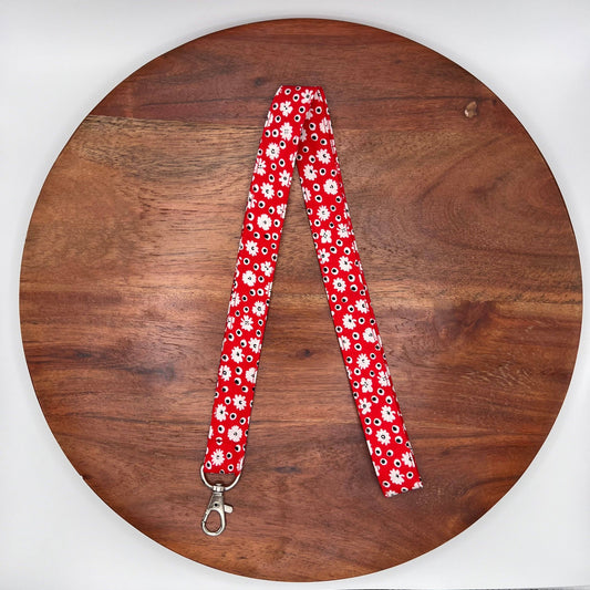 Red Vintage Floral Lanyard