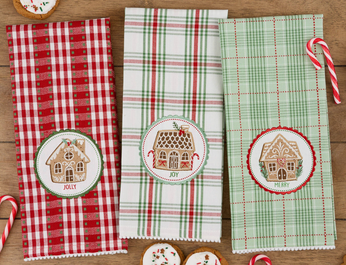 Gingerbread Houses Embellished Dishtowels Mixed Dozen