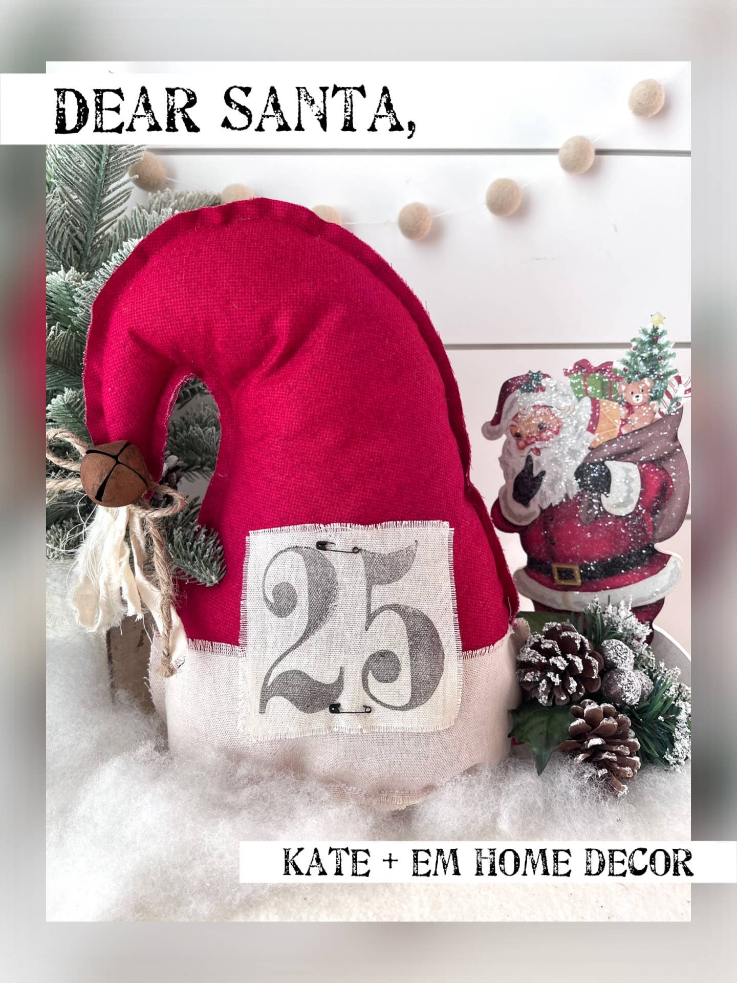 Large Primitive Santa Hat Christmas Home Decor-3 Options