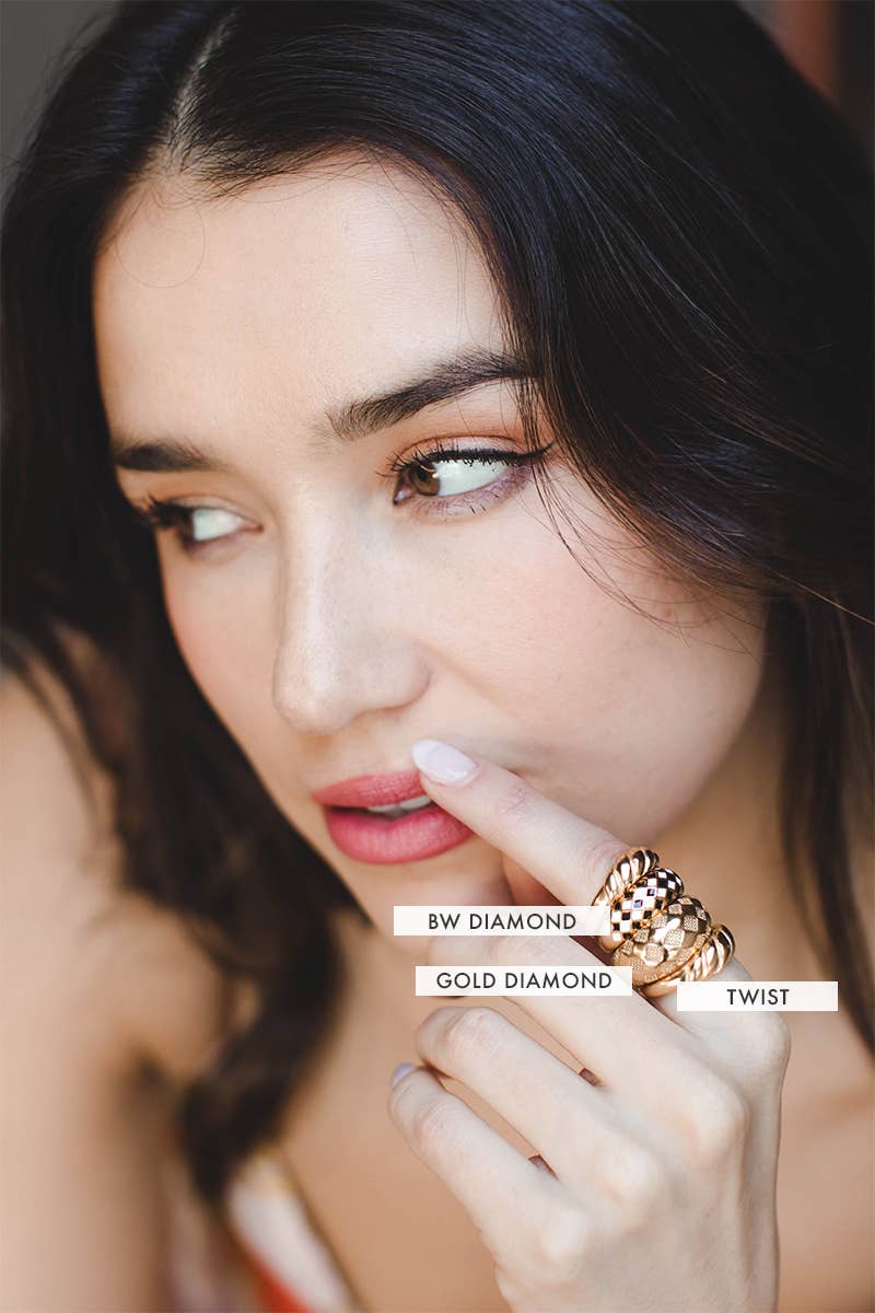 18K Plated Checker Ring