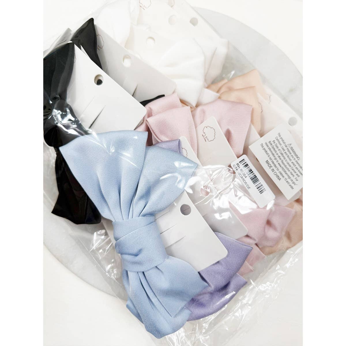 Double Layer Soft Tone Satin Bow Hair Clips