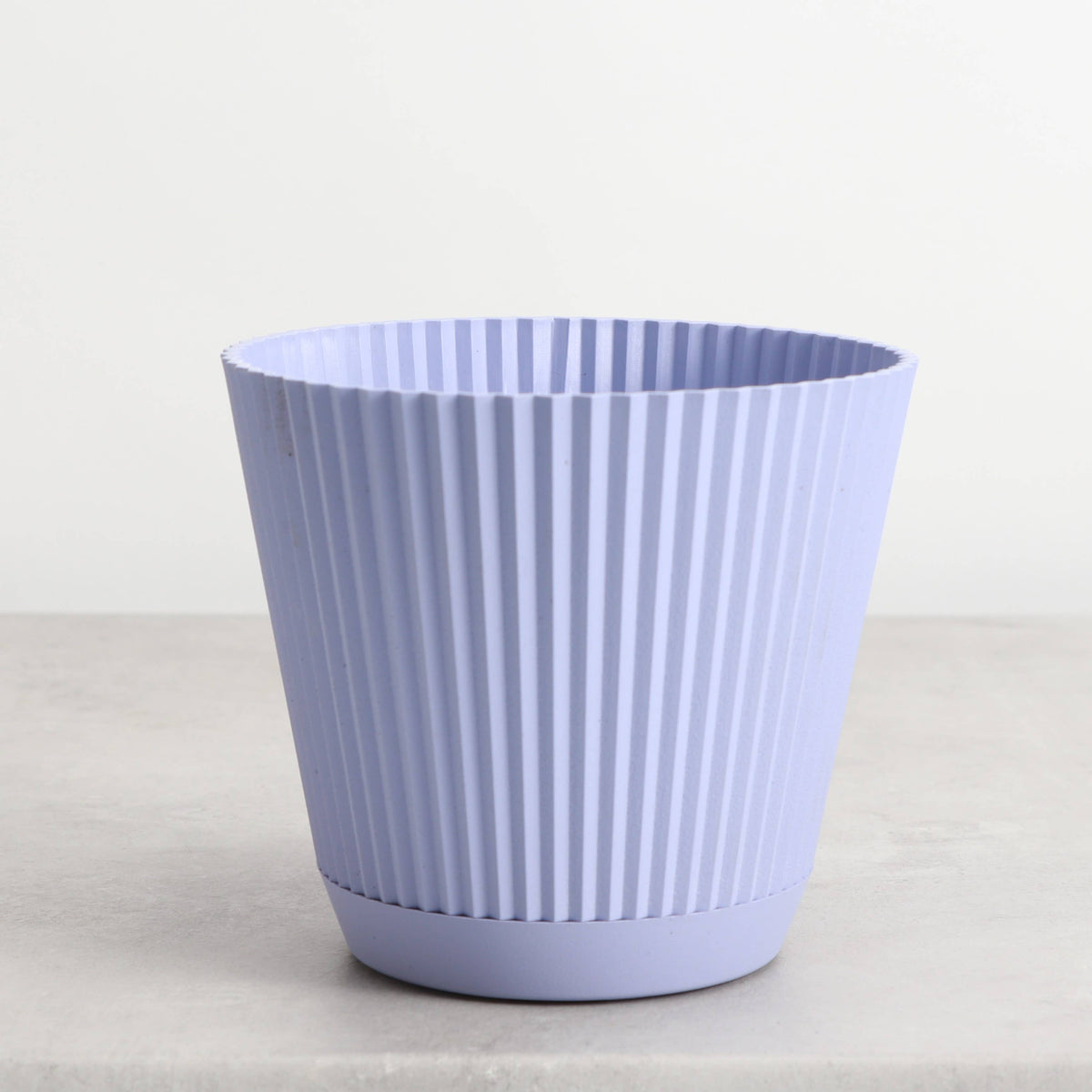 Ruffle Textured Plastic Planter with Attached Saucer
