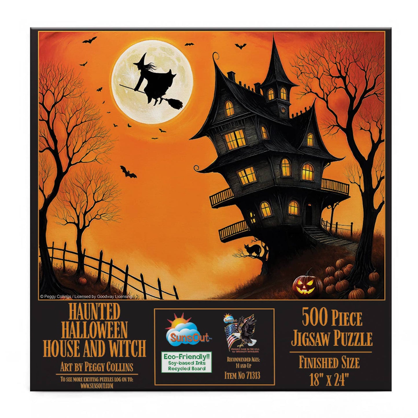 0876 Haunted Halloween House and Witch 500 Pc Puzzle