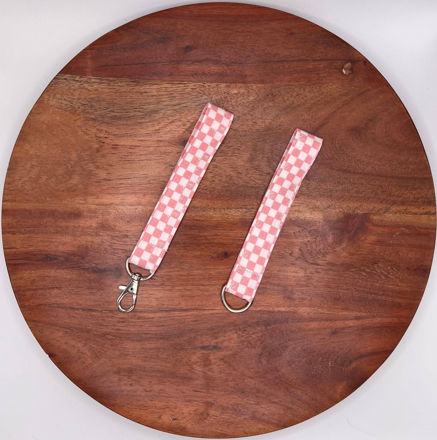 Pink and White Checker Lanyards