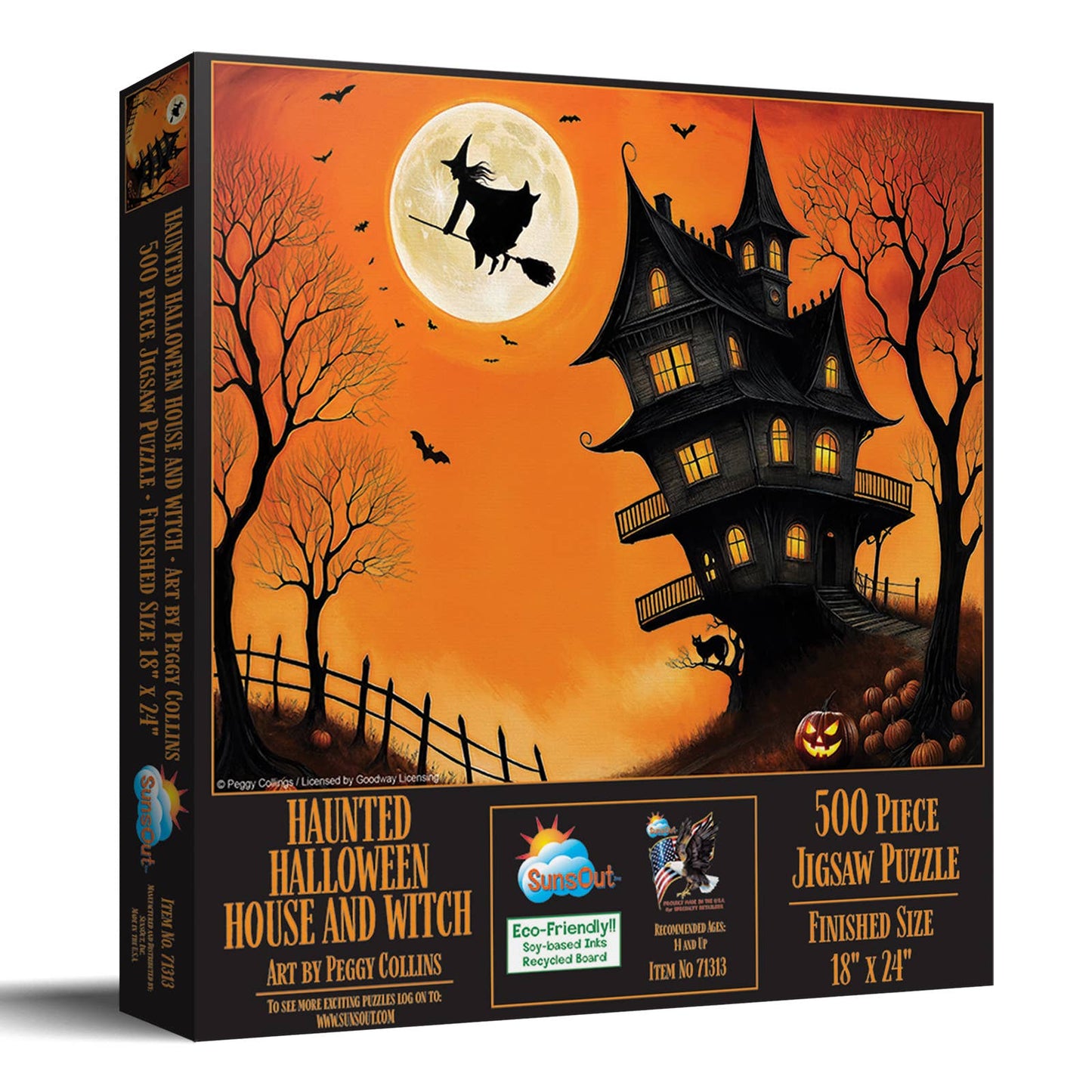 0876 Haunted Halloween House and Witch 500 Pc Puzzle