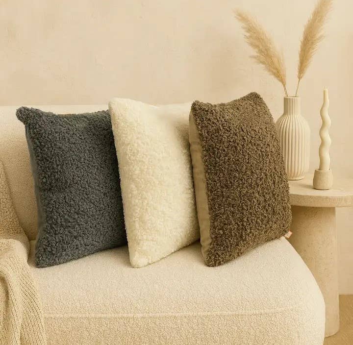 Texlina Holiday Decor Cozy Teddy Throw Pillow brown 18"x18"