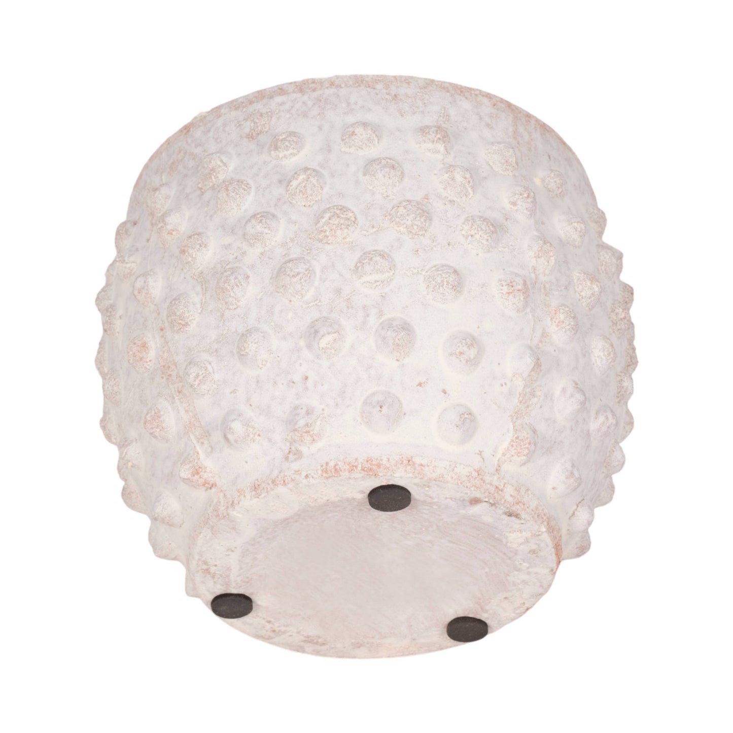 Planter - White Terracotta Round Bubble Rough Finish, 6 in.